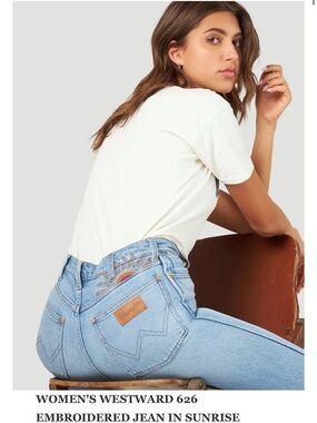 NEW WRANGLER westward 626 embroidered jean in sunrise